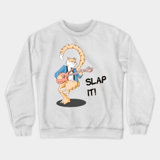 Slap bass musician cat Crewneck Sweatshirt